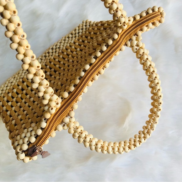Vintage Artisan Wooden Beaded Bag - Picture 7 of 13
